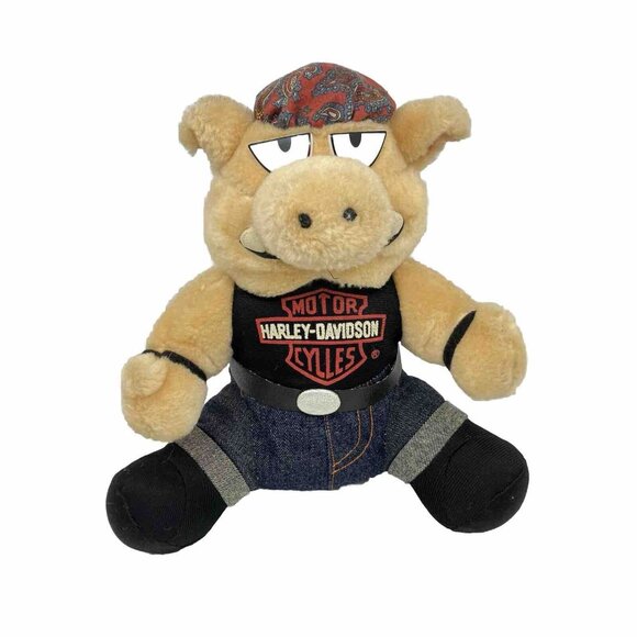 Vintage 1993 Harley Davidson Motorcycles Pig Hog Stuffed Animal Plush Toy - Picture 1 of 8